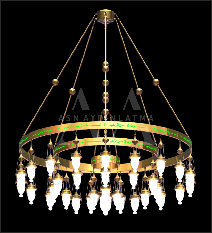 Led Ayetli Avizeler Üç Katlı 180 Cm Çap