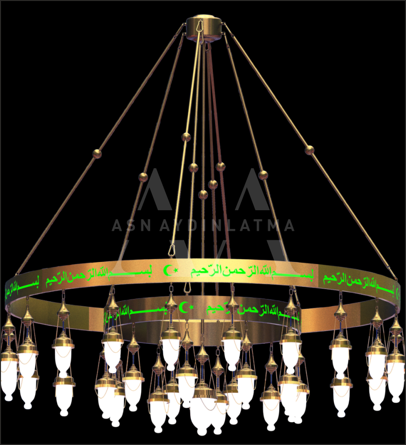 Led Ayetli Avizeler Çift Katlı 200 Cm Çap